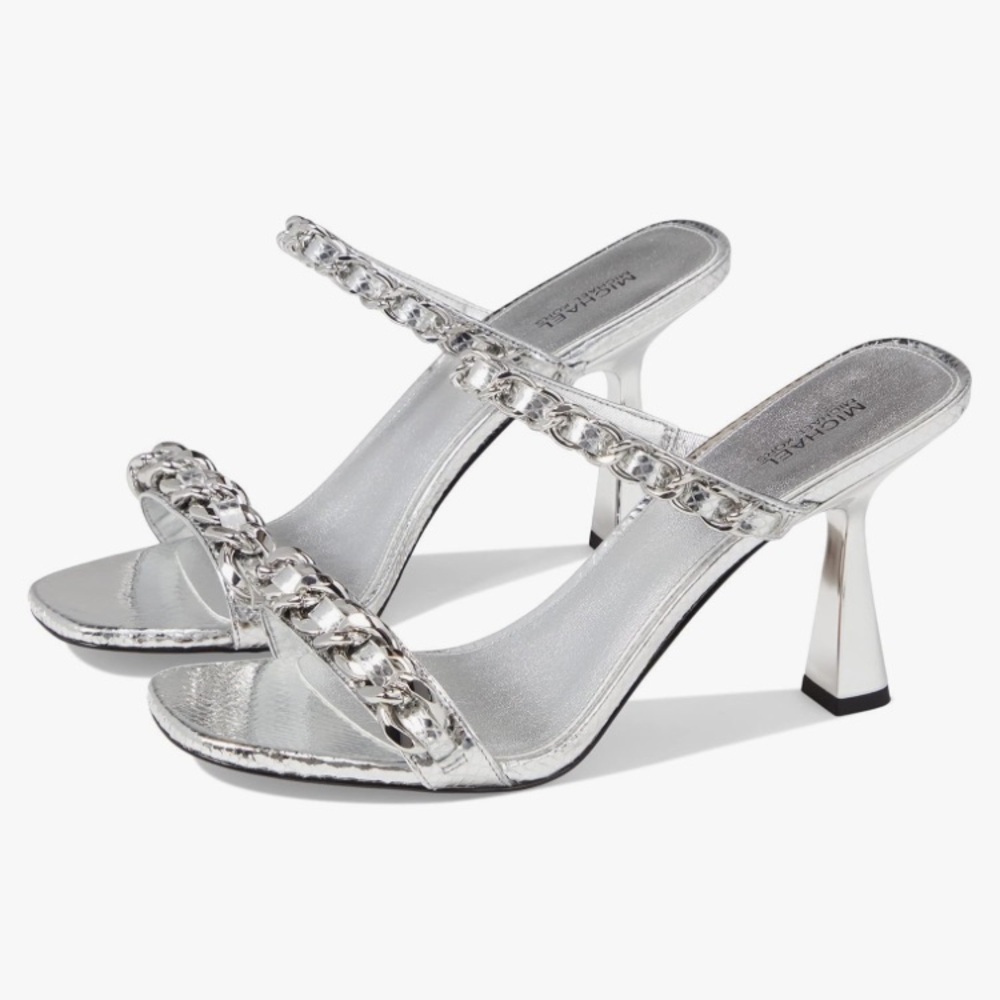 New MICHAEL KORS Clara Embellished Leather Sandals - Picture 3 of 16